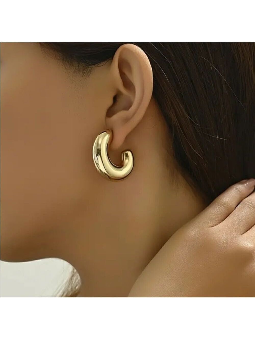 C Shaped Hoop Earrings Lightweight